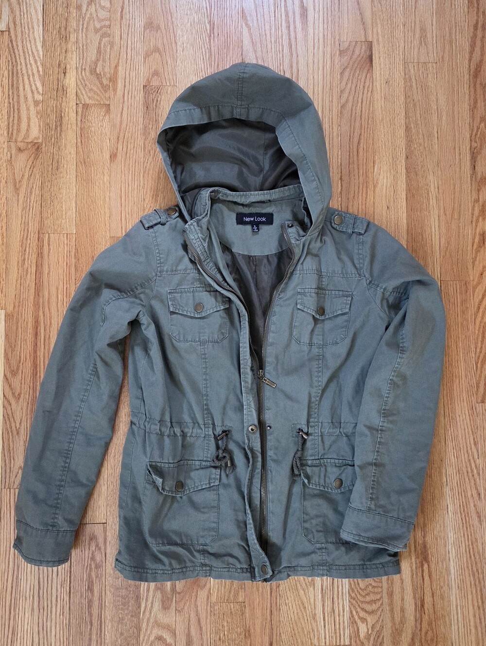 100% Cotton New Look Olive Green Utility Field Jacket Size S Y2K Twilightcore